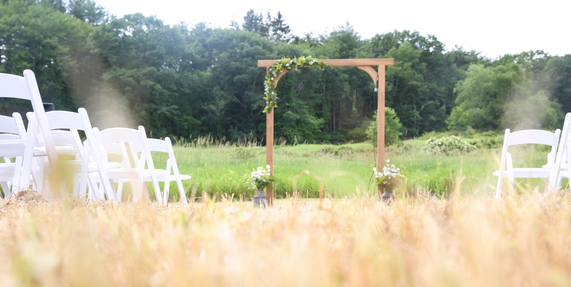 Wedding arbor with floral decorations