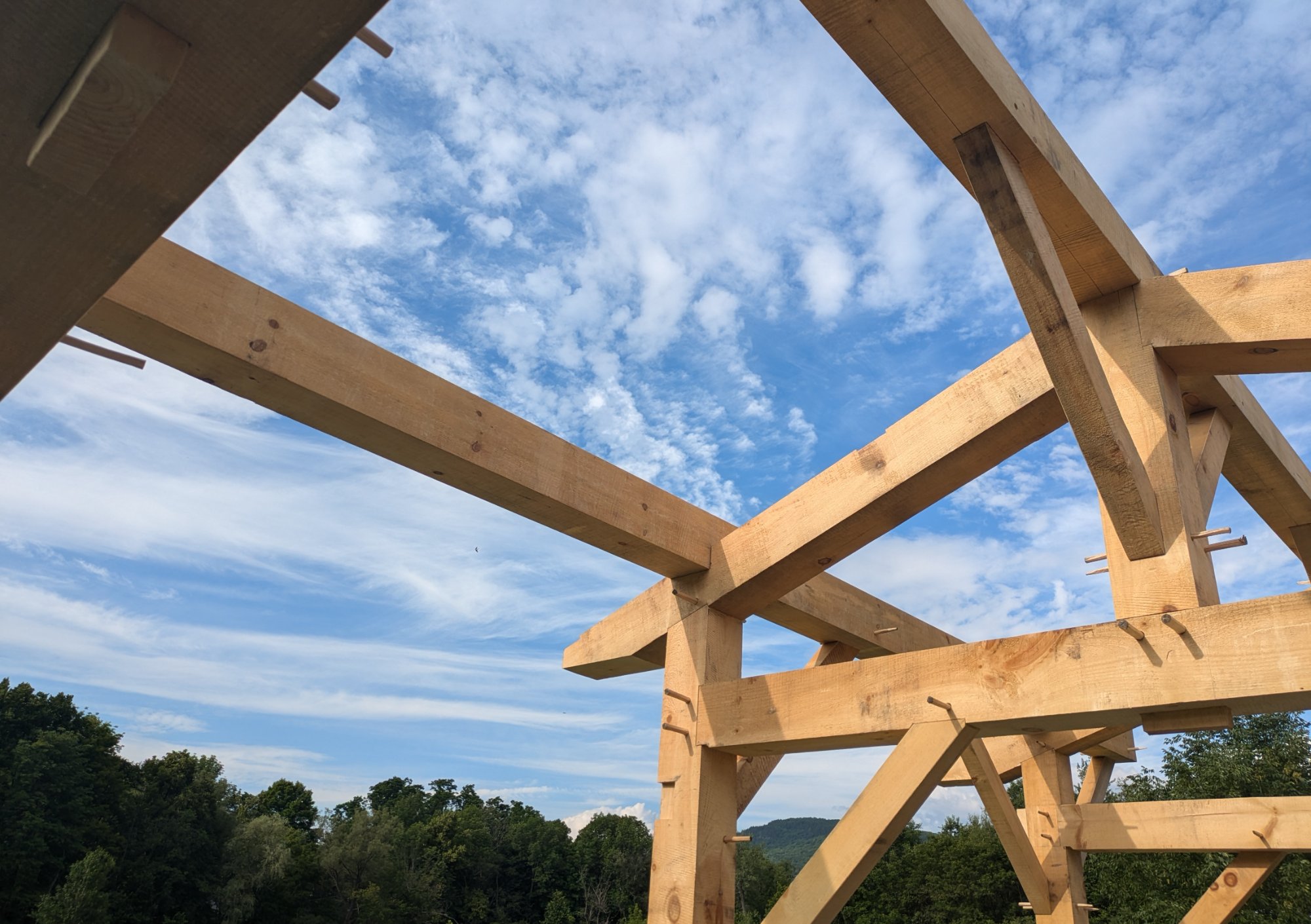 Timber frame structure with traditional joinery